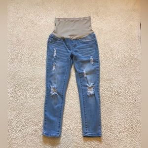 Blue Savvy Maternity Stretch Skinny Crop Jegging Distress Denim Jean Pants NWOT